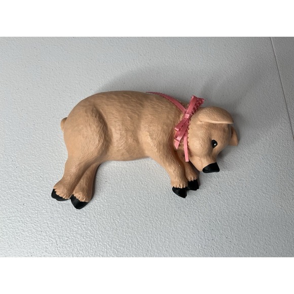 Vtg Ceramic Pig Pink With A Bow Kitchen House Decor Wall Hanging - Picture 2 of 10